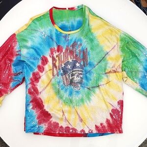 R13 Sequin Tie Dye Daredevil Skull Venice T